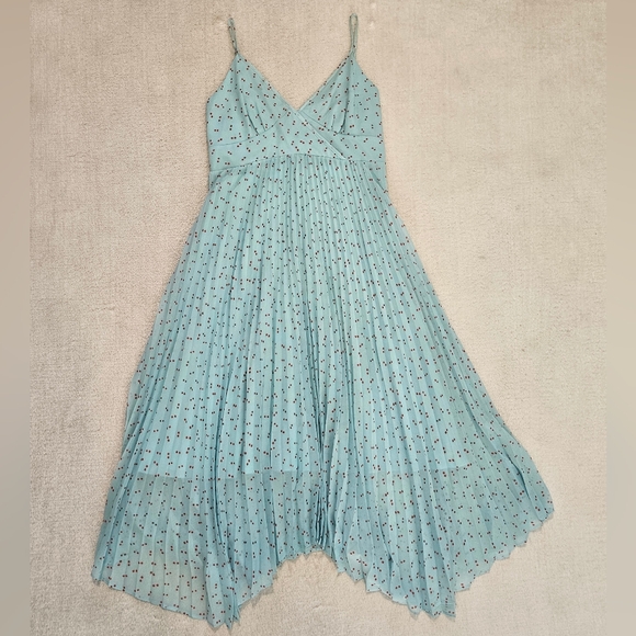 NEW Uniqlo Blue Red Polka Dot Midi Summer Dress Size S Preppy Feminine Boho - Picture 4 of 9